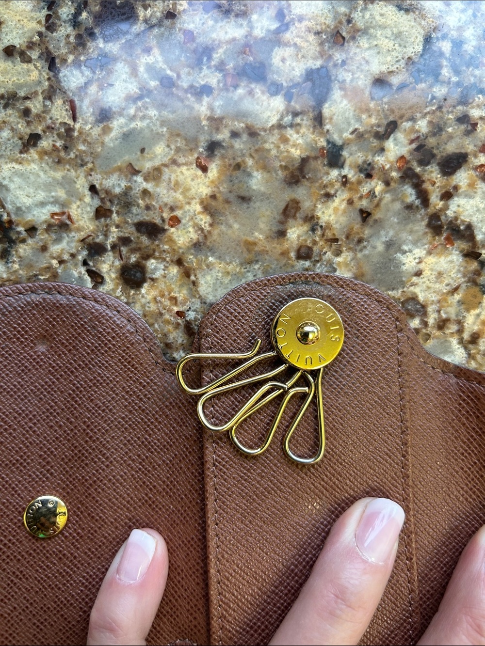 Louis Vuitton Monogram Snap Key Pouch in Brown and Gold - Picture 9 of 15